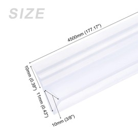 METALLIXITY H-Type Seal Strip (177.17" Long, for 3/8" Glass) 1pcs, Silicone Frameless Shower Door Bottom Seal - for Furniture Repair Door, Translucent