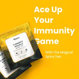 Teaniru, Turmeric Masala Green Tea - Box of 100 Pyramid Tea Bags, Individual Sachets | Detox Green Tea & Immunity Booster | 100% Natural Ingredients, Turmeric Tea with Ginger - Pure Leaf Tea