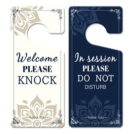 2 Pack In Session Door Sign for Therapists Please Do Not Disturb Sign for Therapy Treatment Double Sided PVC Welcome Please Knock Plaque 9"x4"