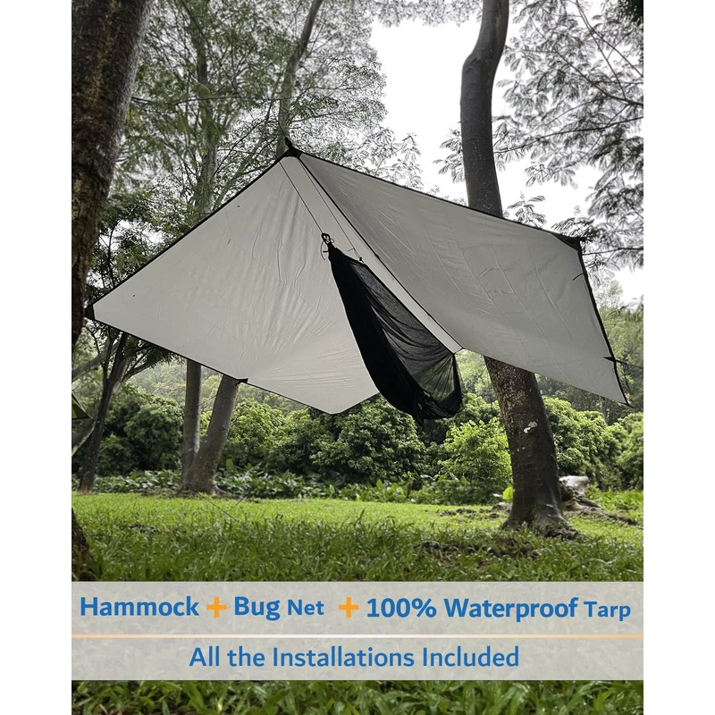 Sunyear Hammock Camping with Rain Fly Tarp and Net, Portable