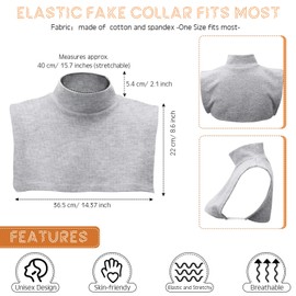 Fake Turtleneck Dickey Detachable Collars Set Half Top Mock Blouse Collar for Women Men (White, Dark Gray, Gray, Red, Black,5)