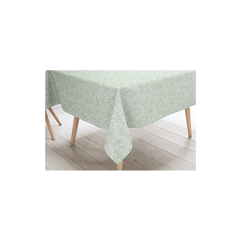 Karina Home Willow Leaves Wipe Clean Tablecloth Vinyl PVC (Green,