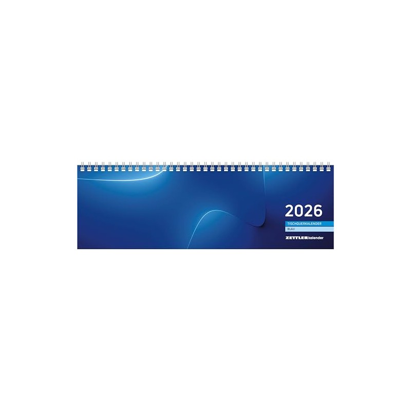 Tischquerkalender blau 2026 - 32x10,5 cm - 1 Woche auf
