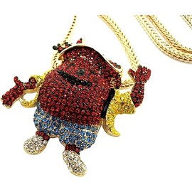 Shiny Jewelers USA HIP HOP ICED KOOL AID PENDANT & 4mm/36 FRANCO CHAIN or CZ MIAMI CUBAN CHAIN NECKLACE (Gold Franco Chain)
