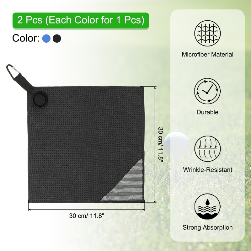 PATIKIL 12"x12" Magnetic Golf Towel with Wire Cleaning Cloth, 2