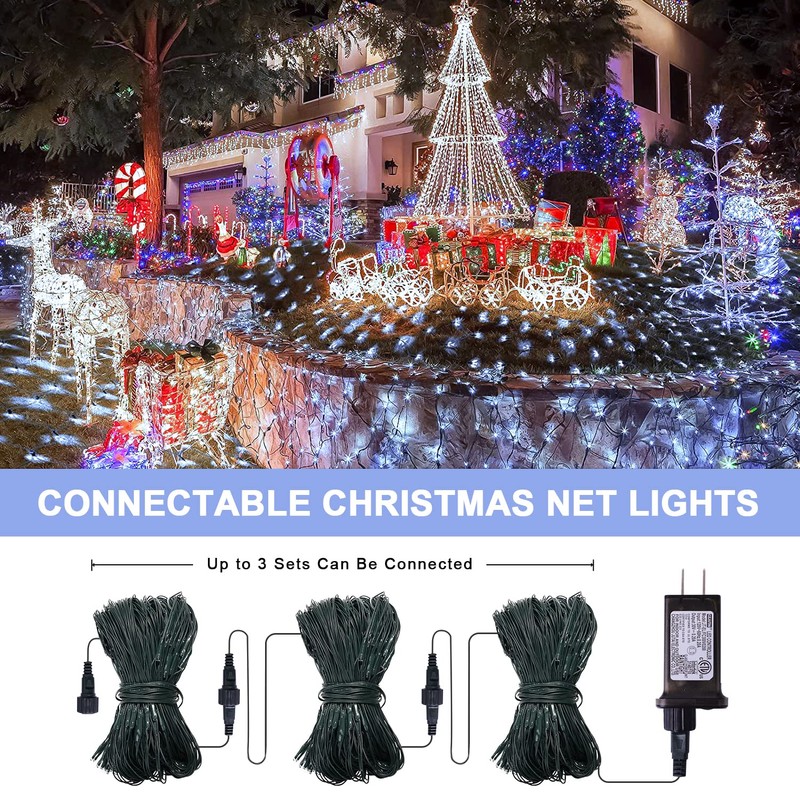 JMEXSUSS 360 LED Net Christmas Lights Outdoor Waterproof, Connectable 12ft