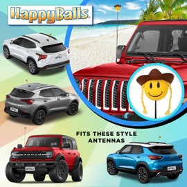 HappyBalls Cute Happy Smiley Country Cowgirl Antenna Topper Car Charm Accessory