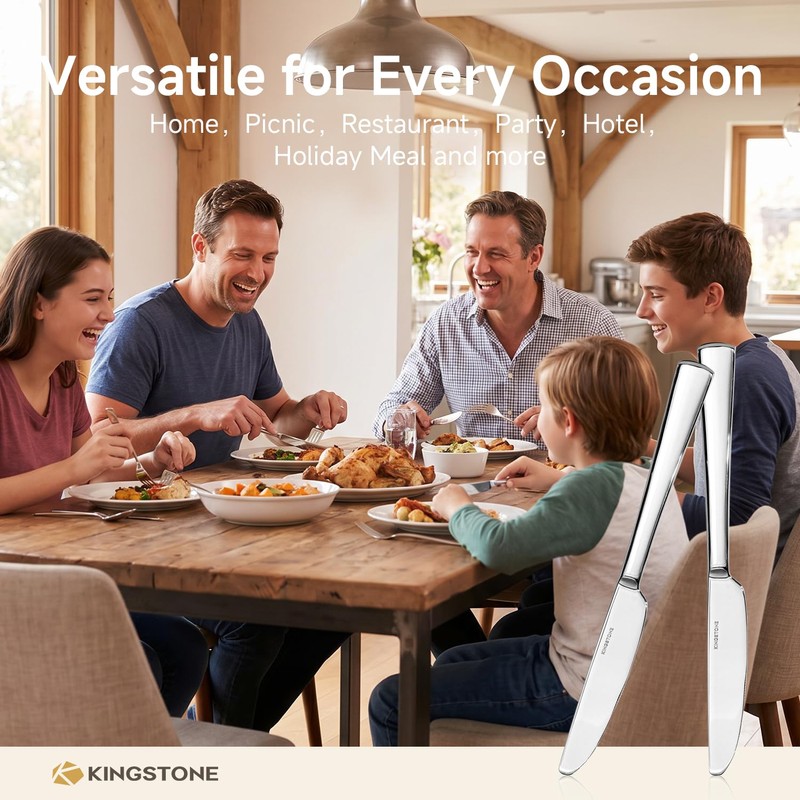 KINGSTONE 4 Piece Dinner Knives Set, Stainless Steel Knives