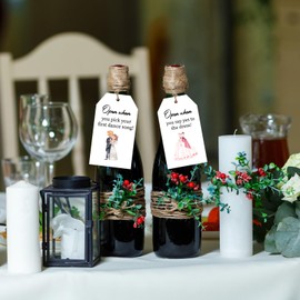 Funmemoir 50pcs Wedding Planning Wine Gift Tags Bridal Shower Tags with String Paper Hanging Labels for Bride to Be Bridal Shower Bachelorette Engagement Wedding Party Favors