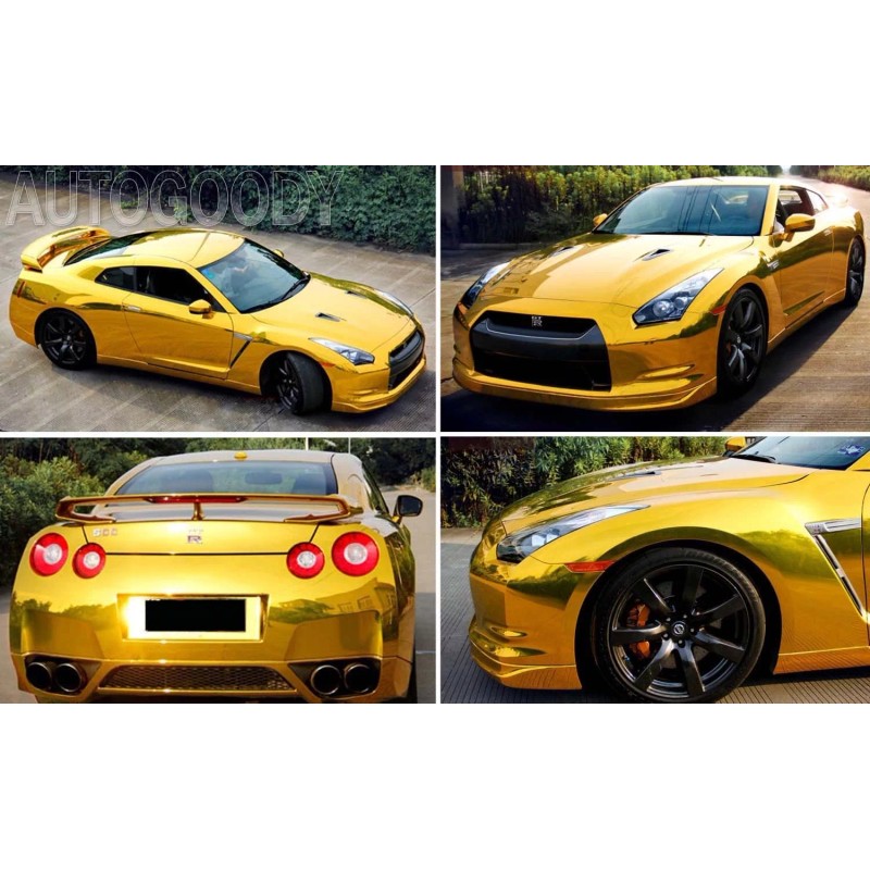 AUTOGOODY 96" x 60" Gold Chrome Mirror Vinyl Film Wrap
