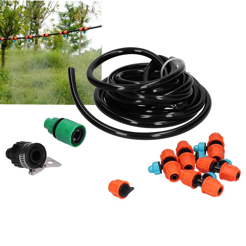 5m Garden Irrigation Kit 9/12 Hose Spray Nozzle Automatic Watering