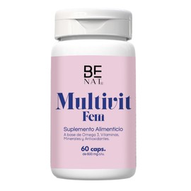 BE NAT Multivit Fem Multivitaminico y Multimineral para Mujeres, adicionado con Omega 3, Jalea Real, Arandano, Luteina y Zeaxantina ,Suplemento...    