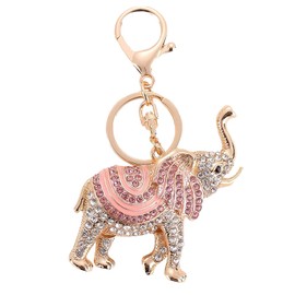 MUAMAX Lucky Elephant Keyrings Opal Rhinestone Cute Elephants Keychains Womens Purse Charm Crystal Key Chain Ladies Bag Pendant (Blue) (Pink)