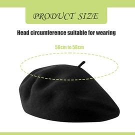 Adult Wool Beret Hat, Unisex Soft Warm Outdoor Vintage Artist Hat Beanie, French Style Classic Beret for Women Men Black