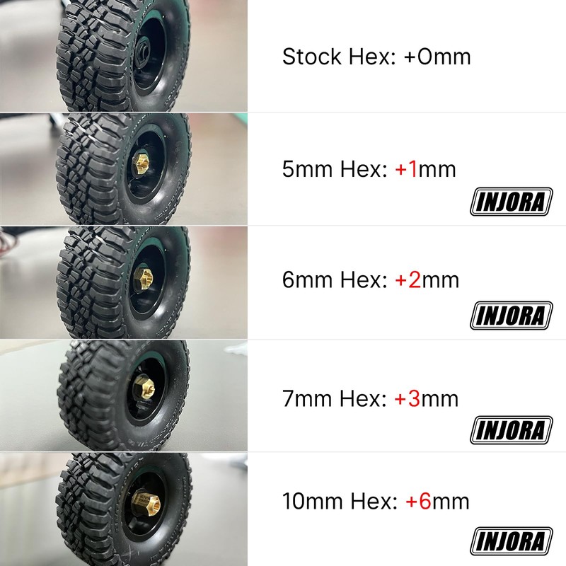 INJORA 12g/Set Brass Wheel Hex Hub 10mm Extenders Adaptor for