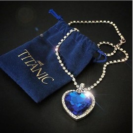 Minakeda Titanic Heart The Ocean Simulated Blue Sapphire, Silver Necklace Pendants Jewelry Titanic Jewelry Gifts for Woman (Blue)