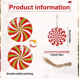 16pcs Outdoor Christmas Lollipop Ornaments, 9cm/3.54in Candyland Party Tree Decorations Colorful Paper Round Candyland Decorations for Candy Party Christmas