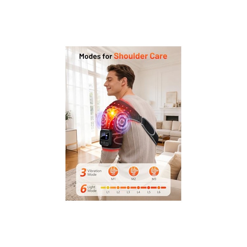 Red Light Therapy for Shoulder with Heat & Massage, 5000mAh