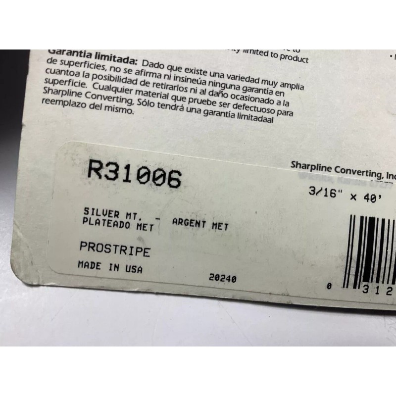 Prostripe R31006 Dual Line Pin Striping Tape, Silver Metallic, 3/16"