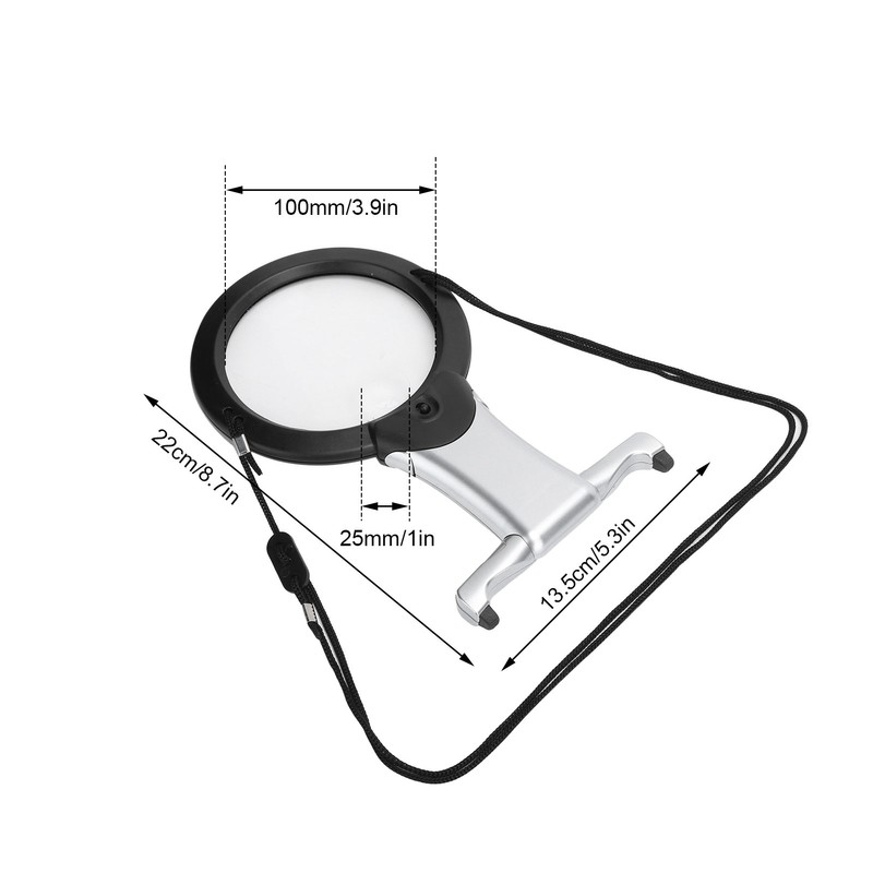 26X Dual LED Reading Magnifier Handheld Neck Wearing MultiFunction Table