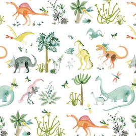 Papel de regalo de cumpleaños de dinosaurios, seis hojas planas plegadas de 19.5 x 27 pulgadas, papel decorativo para papel de regalo de dinosaurios o proyectos de arte
