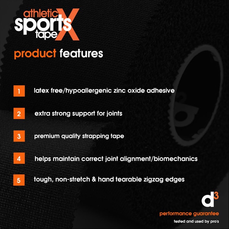 d3 ASTX Athletic Sports Strapping Tape White, 38mm x 10m