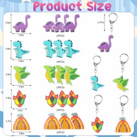 Primo Lines Calm Strips Keychain – Heart Sensory Fidget Keychain for Anxiety Relief, Geometric Texture Strips, Calming Toy for Kids & Classroom Stress Relief (Keychain, Dinosaur)