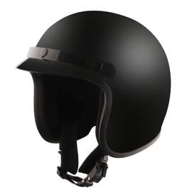 Detour Helmets D.O.T. Flat Black 3/4 Lightweight Helmet for Motorcycle Riders with Removeable Visor (L, Flat Black)