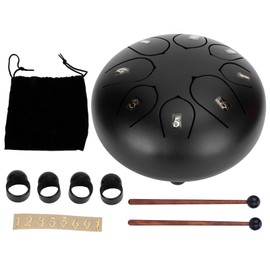 6in Tongue Drum 8‑Tones Ethereal Hand Pan Drums with Drumstick Percussion InstrumentBlack