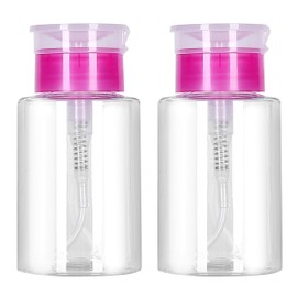 Leevia 2 Pcs 180ml Nail Polish Remover Pump Dispenser Push Down Cleanser Bottle Nail Polish Remover Liquid Bottle Container for Nail Polish and Makeup Remover Nail Art Tool Travel Set