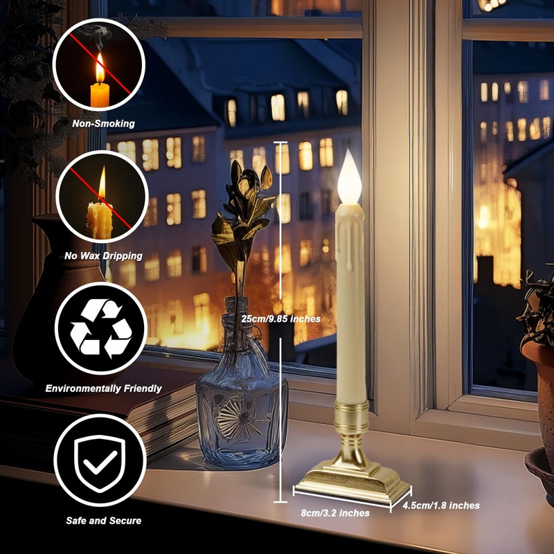 Meigic 6 Pcs Sensor Dawn to Dusk Window Candles, Flickering