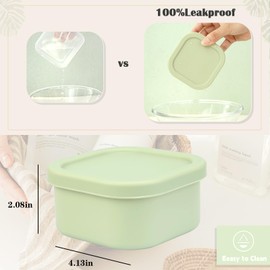 TITATI Travel Soap Case, Square Travel Soap Container, Silicone Soap Holder for Dr. Squatch, Portabel Shampoo Bar Case for Shower, Travel, Camp, Gym(Pea Green)