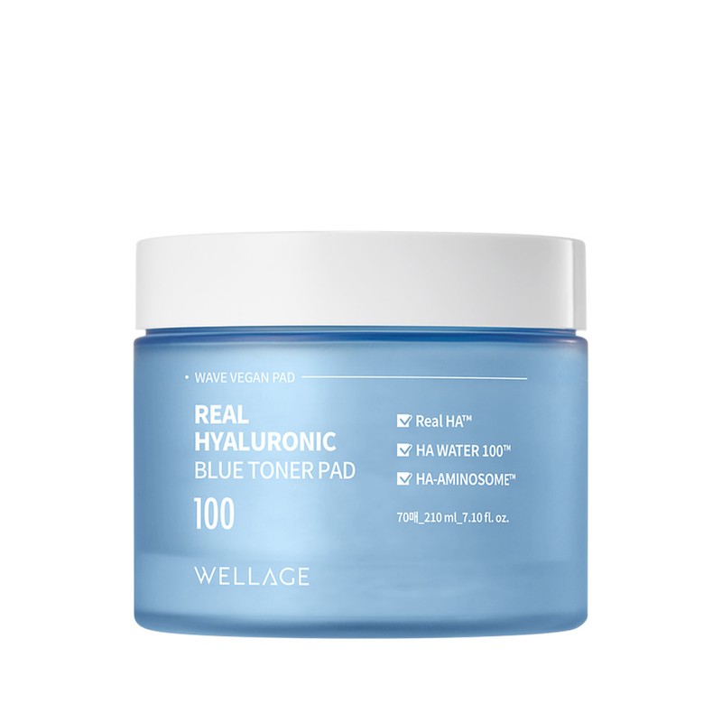 Wellage Real Hyaluronic Blue Toner Pads 70 sheets 210ml /