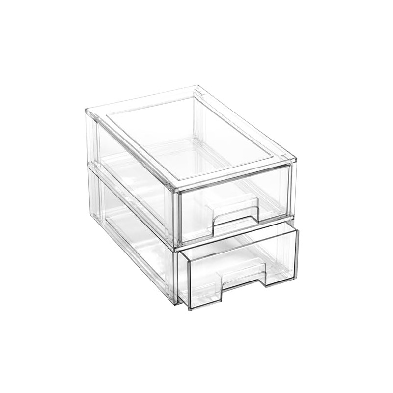 BINO | Stackable Storage Drawers, Small - 2 Pack, Clear
