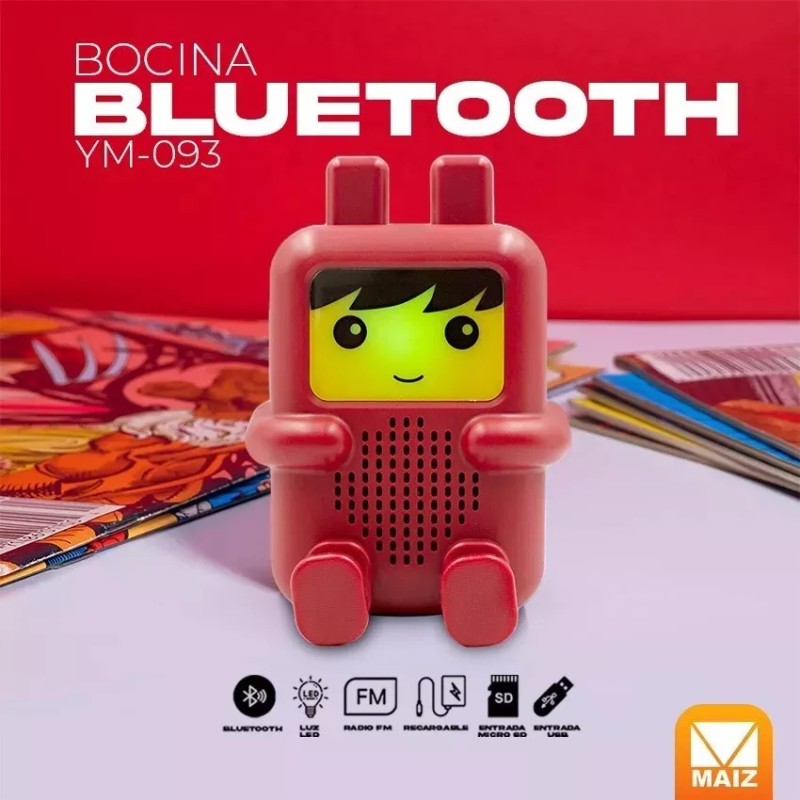Maíz 3pzs Bocina Bluetooth Fm Recargable Luz Led Infantil Niños