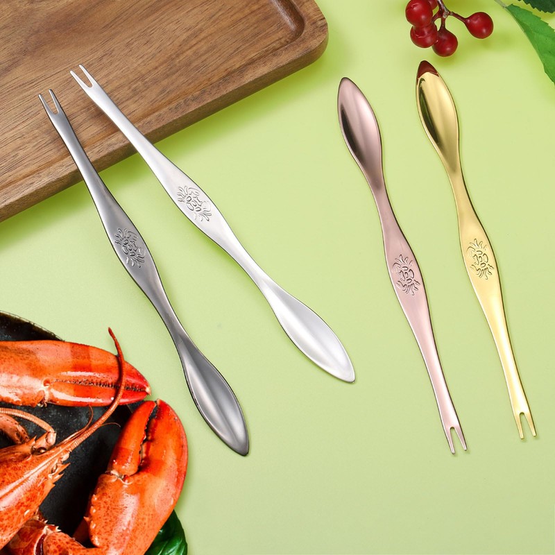sourcing map 6 Pcs Stainless Steel Crab Forks 6.5 Inch