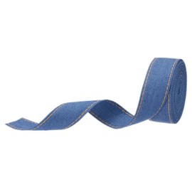 MECCANIXITY 1 inch Denim Fabric Ribbons, 3 Yards Denim Bow Jean Ribbon Trim Cloth Fabric for Sewing Hair Gift Wrapping, Dark Blue 25mm