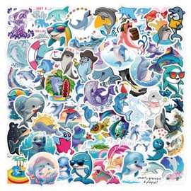 Dolphin Stickers for Laptop (Pack of 60), Gift for Children, Teenagers, Adults, Boys, Dolphin Stickers, Waterproof Vinyl Stickers for Scrapbooking, Skateboard, Car, Luggage