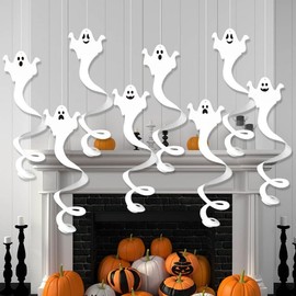 Halloween Decorations Set of 8 Ghost Garland Halloween Spiral Decorations Ghost Hanging Swirl Paper Hanging Paper Spiral Decor Wall Decor for Home Decor Shop Party Decoration Photography Atmosphere