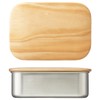 Skater Stainless Steel Lunch Box with Wooden Lid, 1-Tier, 650ml,