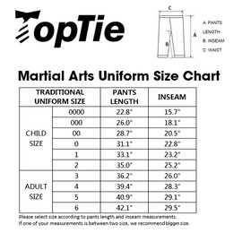 TopTie Adult Kids Karate Pants - Martial Arts Student Gi - White - Size 3