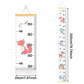 Growth Chart for Kids, Nursery Decor Hanging Ruler, Canvas Height Chart for Baby, Height Measuring Chart for Kids Room Wall Decorations 79"x7.9"