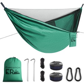 Outdoor Hammock - Camping Hammock with Mosquito Net - Ultralight Portable Travel Hammock up to 200 kg - Travel Forest Hammock XXL 270 x 140 cm (Green)