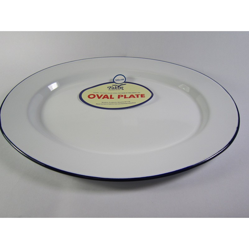 Falcon 1 x Enamel Oval Enamel Plate Platter Serving Dish