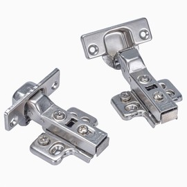 Luokim 4 Pack 2 Pairs Soft Close Half Overlay Cabinet Hinges European Kitchen Heavy-Duty Frameless Adjustable Concealed 35mm Cup 3D Clip-On Two-Way Hinge Nickel Plated Finish