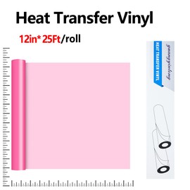 Guangyintong Heat Transfer Vinyl - 25ft Pink HTV Rolls for T Shirts and All Cutter Machines, Glossy Surface, Easy Cut & Weed, DIY Design