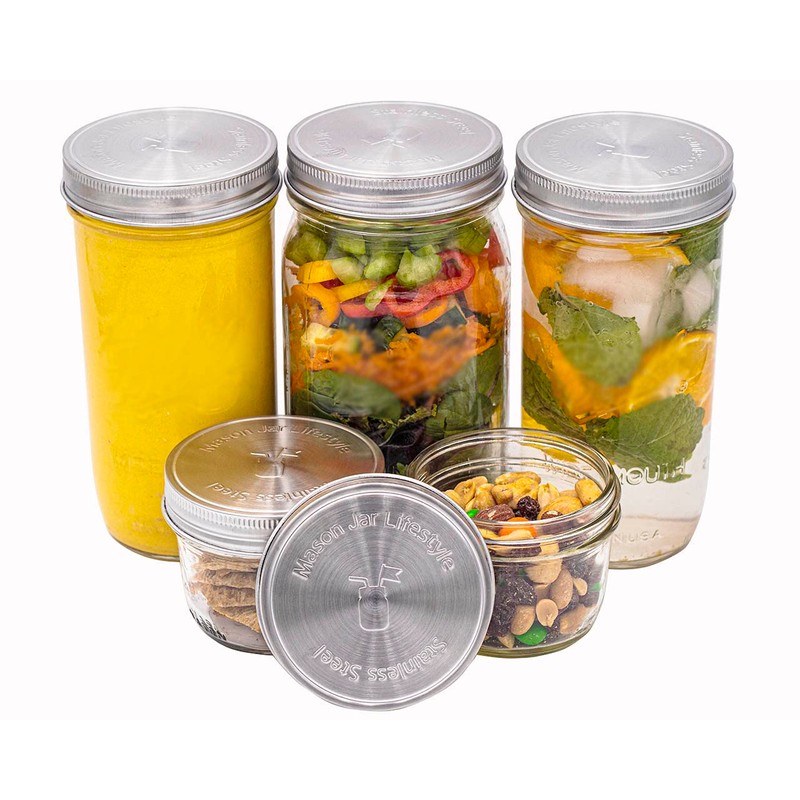 Mason Jar Lifestyle 5 Pack Stainless Steel Storage Lids with