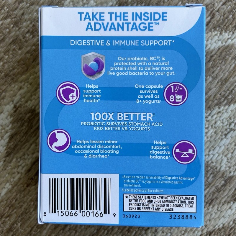 Digestive Advantage Daily Probiotics 4 in 1 30 Capsules EXP