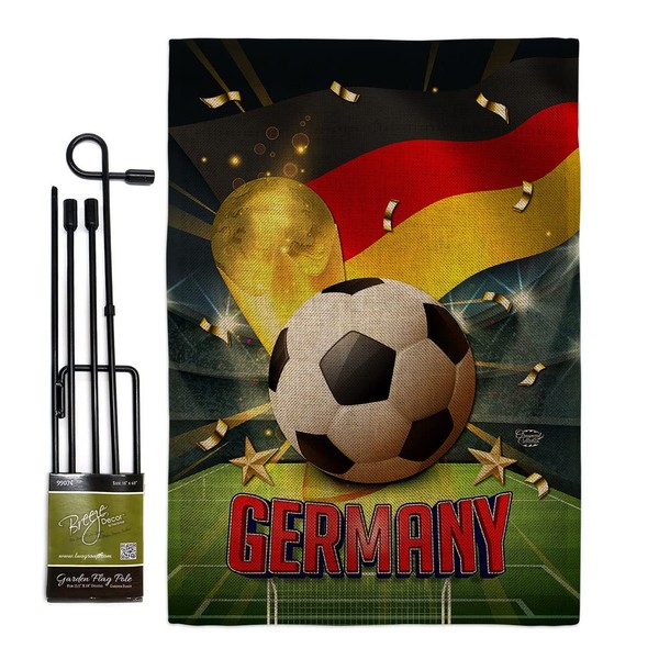 World Cup Germany Burlap Garden Flag Set with Stand Sports