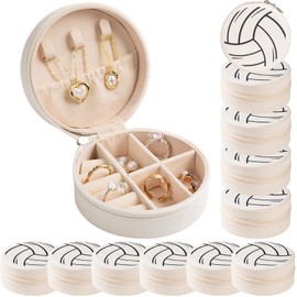 Mindoub 12-Pack Volleyball Travel Jewelry Case Round Volleyball Stuff Portable Jewelry Organizer Storage Case for Team Athletes & Sports Enthusiasts Christmas Events & Milestones